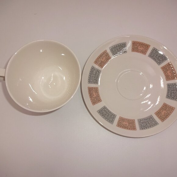 2 Pc Vintage Kokura Ware Milan Cream Tea Cup & Saucer Birds Houses 2106 Japan - Picture 6 of 7